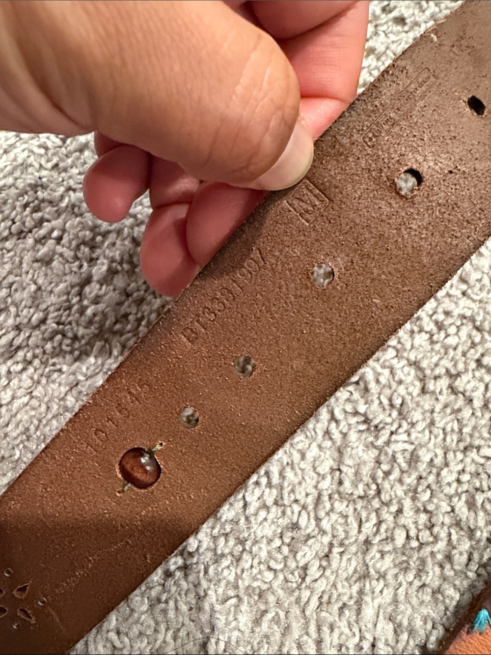 Fossil Women's Dress Belt Size S Large Patchwork Studded Emboidered Brown Green - Picture 3 of 8